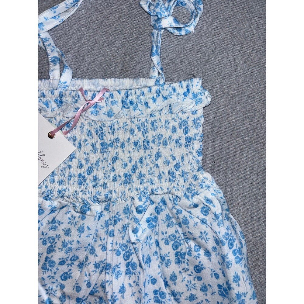 SweetHoney smocked romper 18m nwt Carolina Blue Rose